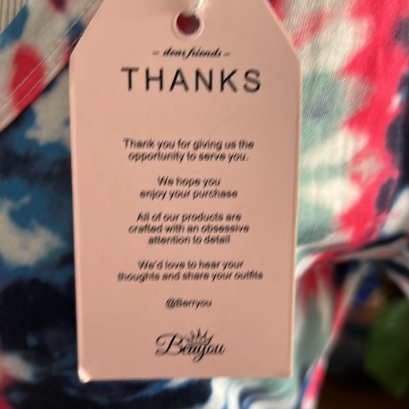 Tie-dye dress/cover-up with peekaboo shoulder and knotted bottom hem - Picture 6 of 7